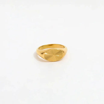 Sun Signet Oval Ring 18K Guldbelagt - muun studios